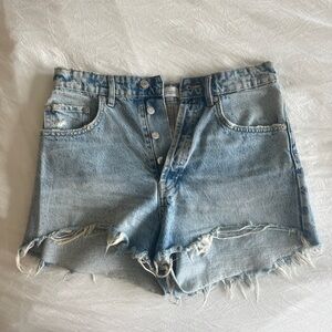 Zara Blue Jean Shorts Distressed Casual